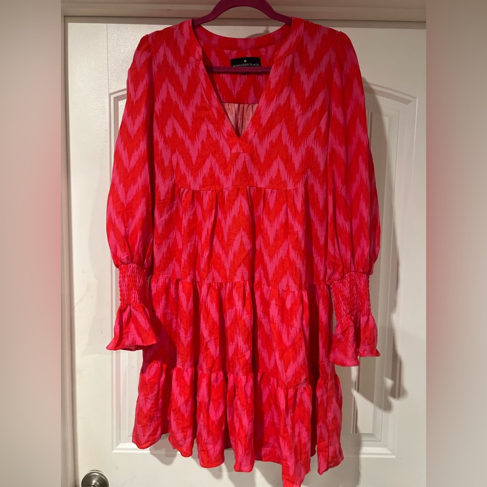 Pomander Place hot pink ikat dress size M